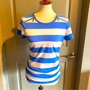 Michael Kors striped zip shoulder T shirt